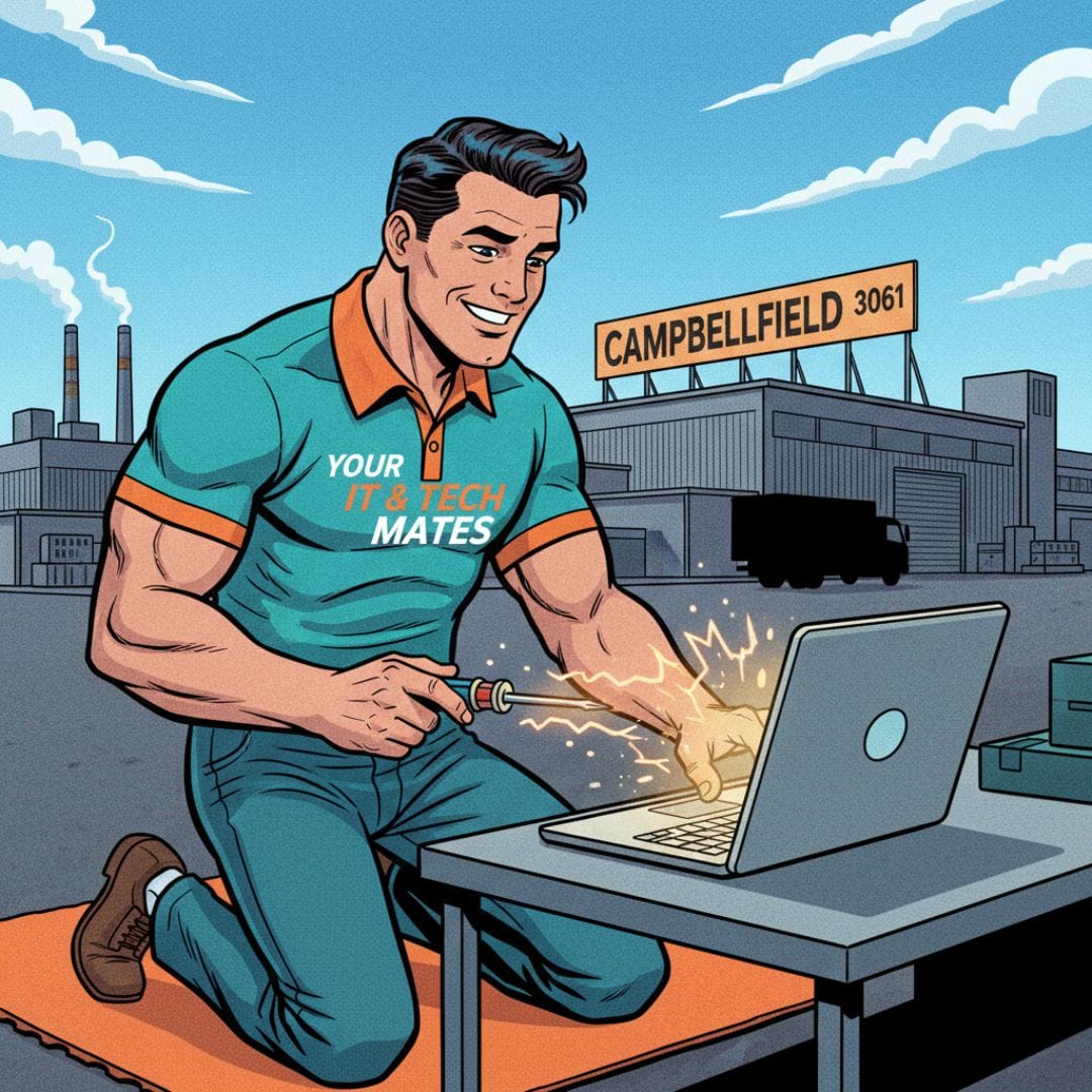 Mobile computer repair technician on-site in Campbellfield industrial area