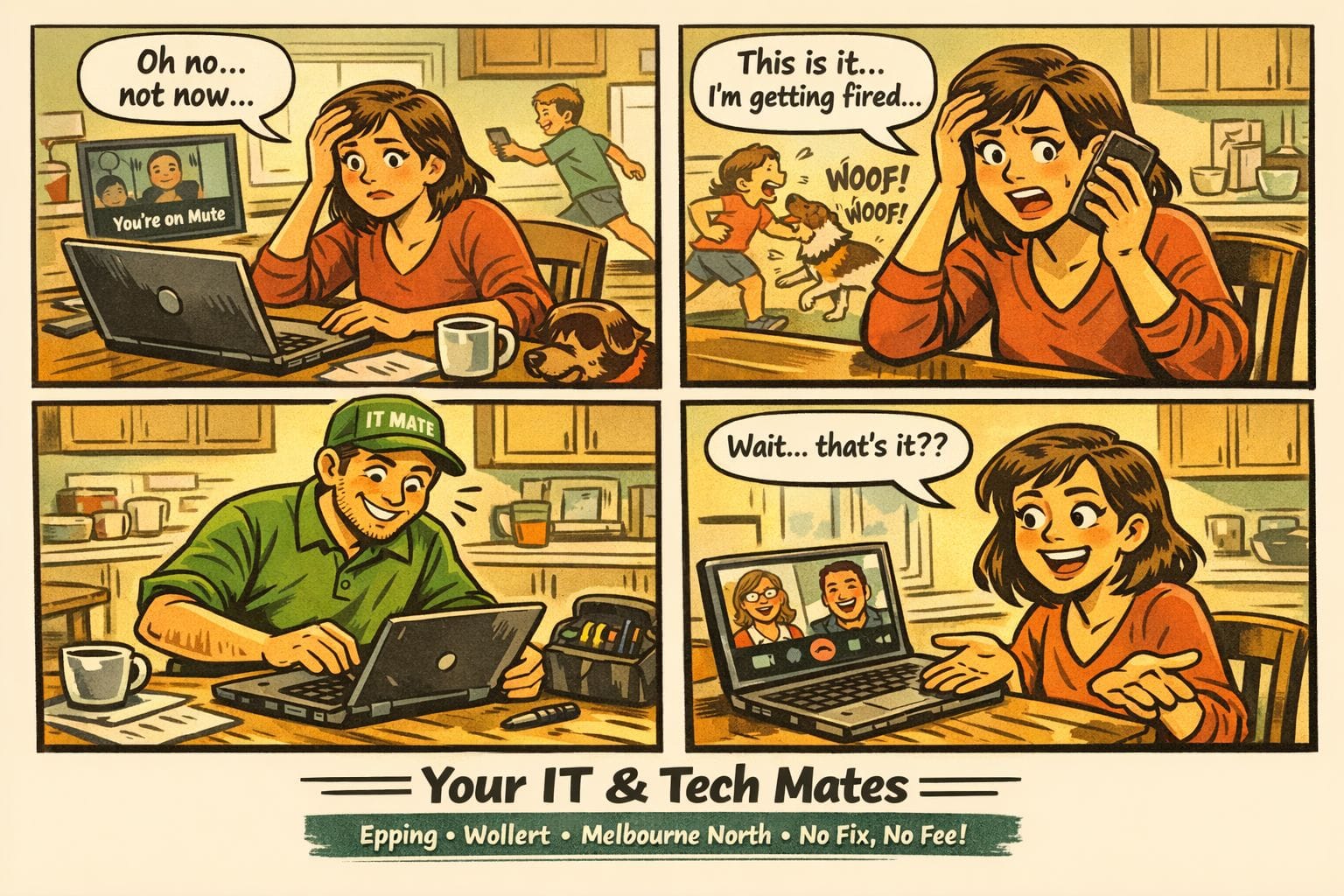 Laptop Repairs Epping VIC 3076 →y fix at home after laptop screen went black during Zoom call by Your IT and Tech Mates