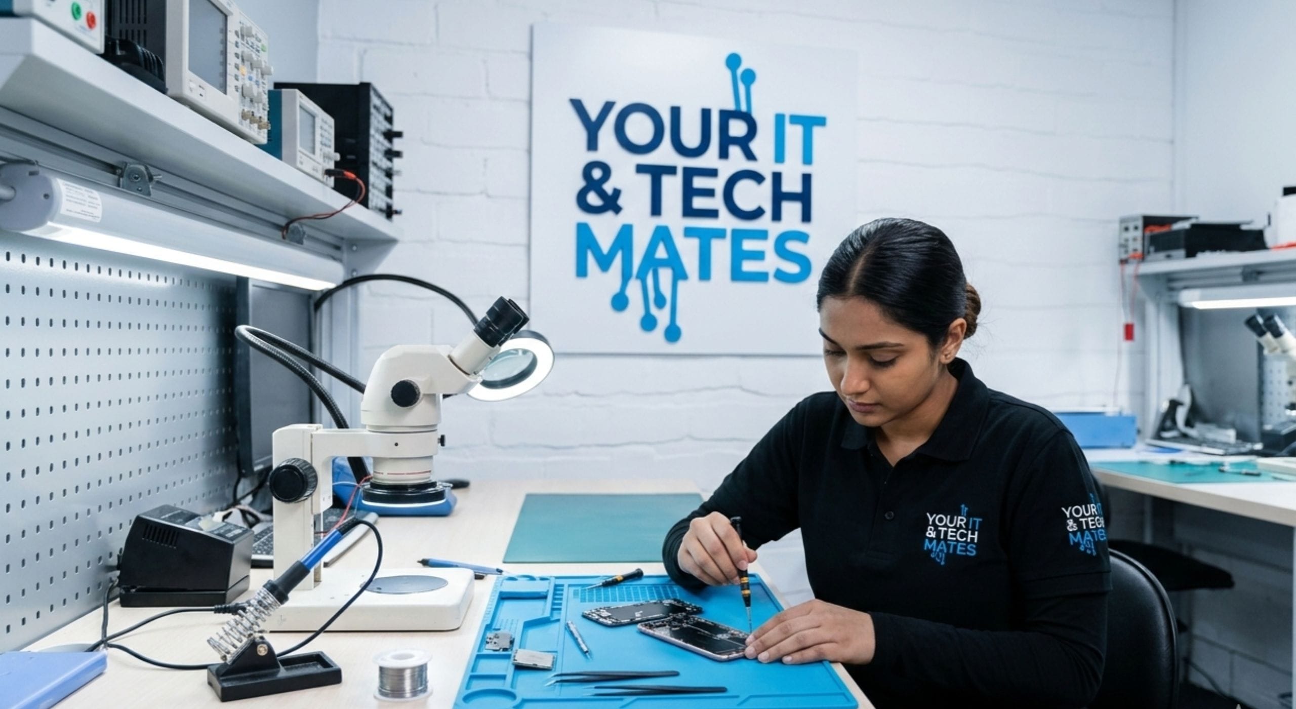 Your IT and Tech Mates technician running a free Tech Health Score device diagnostic on a laptop in Epping VIC 3076 — serving Wollert 3750, Mernda 3754, South Morang 3752 and Melbourne North