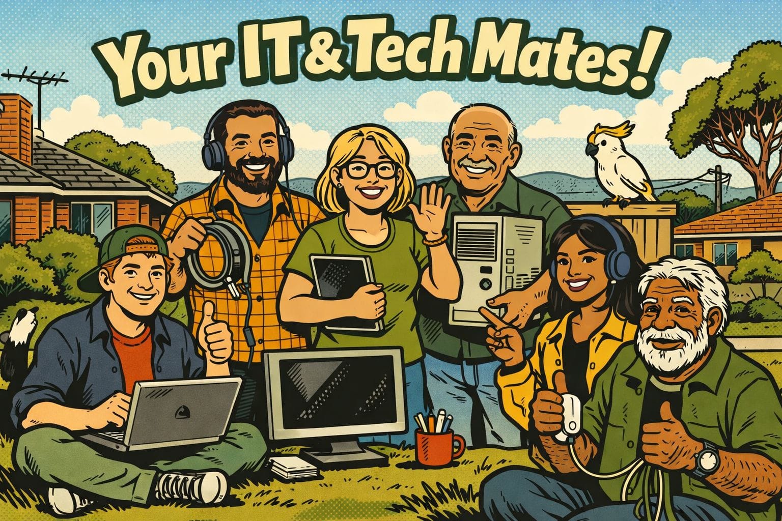 Founder Paul speaking with a local resident in Epping — Your IT and Tech Mates grew out of the Melbourne North community