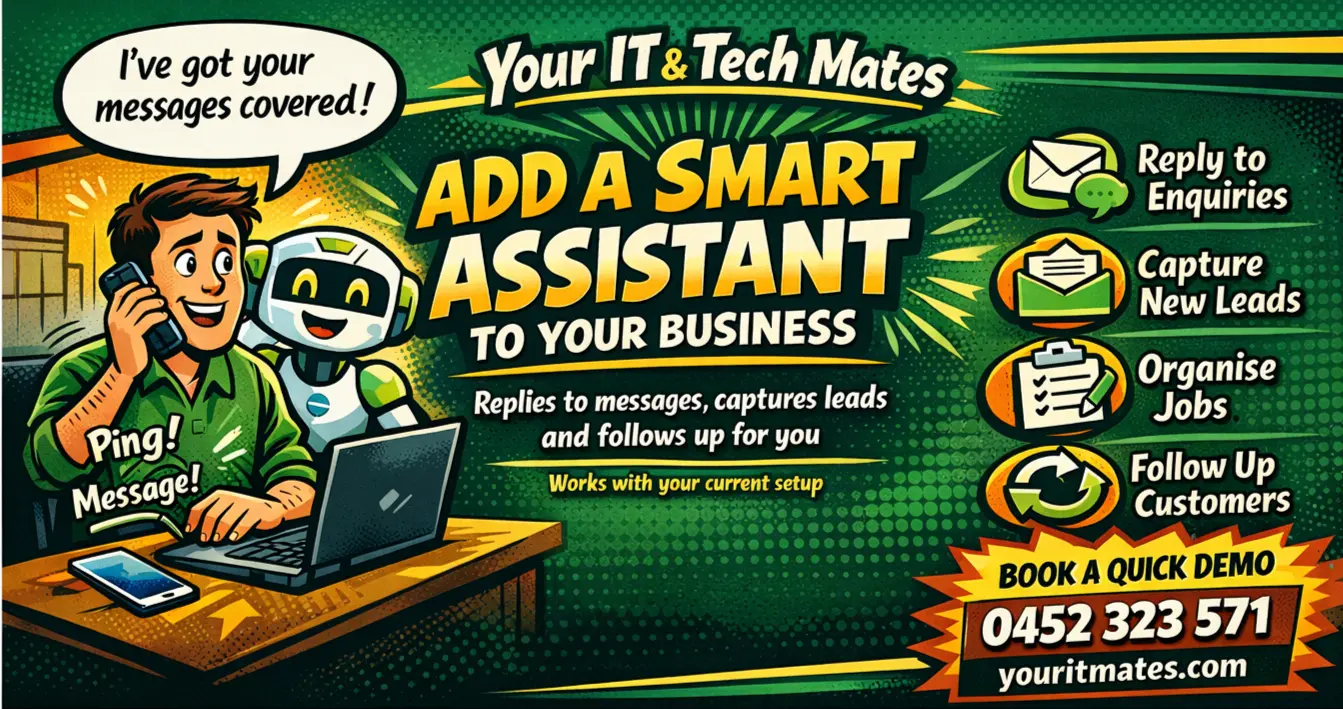 Smart business AI assistant and Your IT and Tech Mates vehicle signage for small business software and AI solutions
