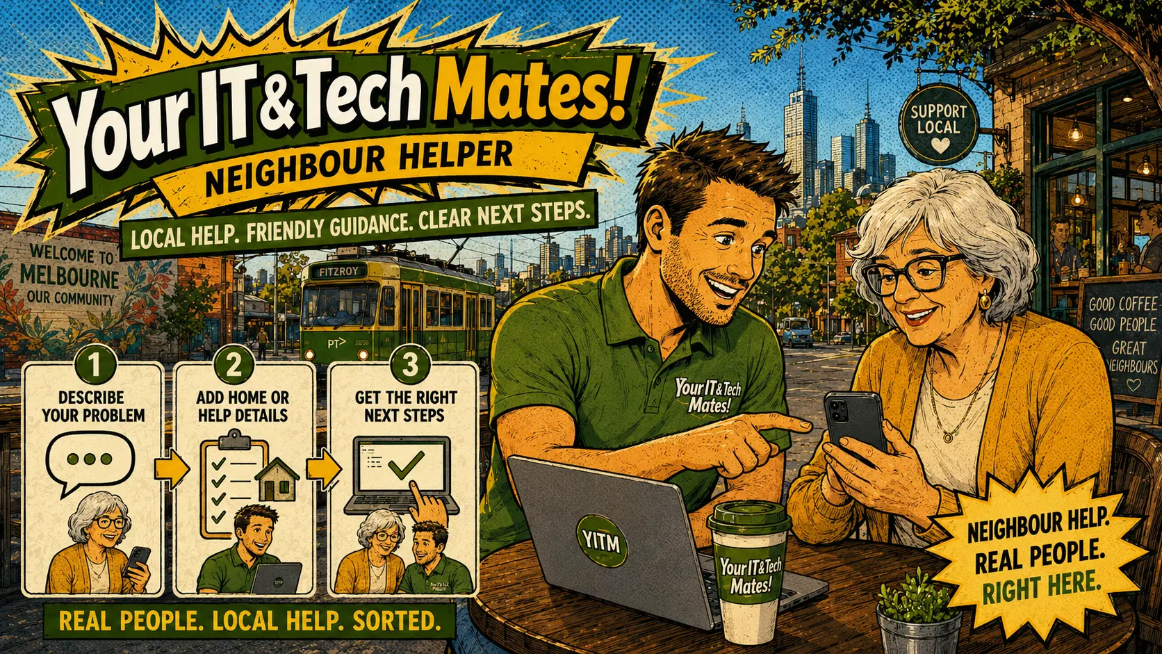 Campus help board — student tech support for laptops, Wi-Fi, email and software by Your IT and Tech Mates in Melbourne