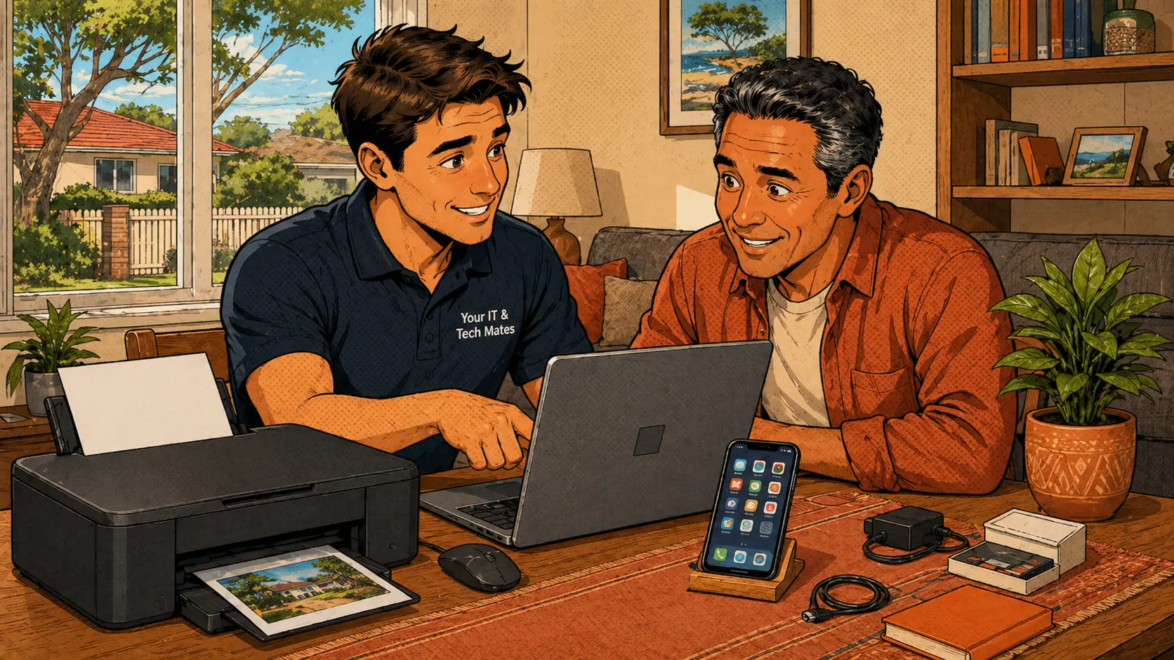 Device setup help — new laptop, phone and printer setup for a local family in Epping — Your IT and Tech Mates