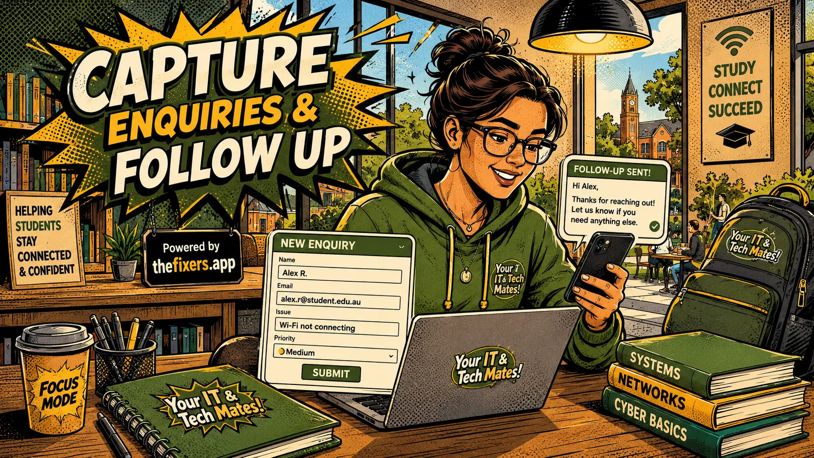Student enquiry intake and follow up note checking for tech service