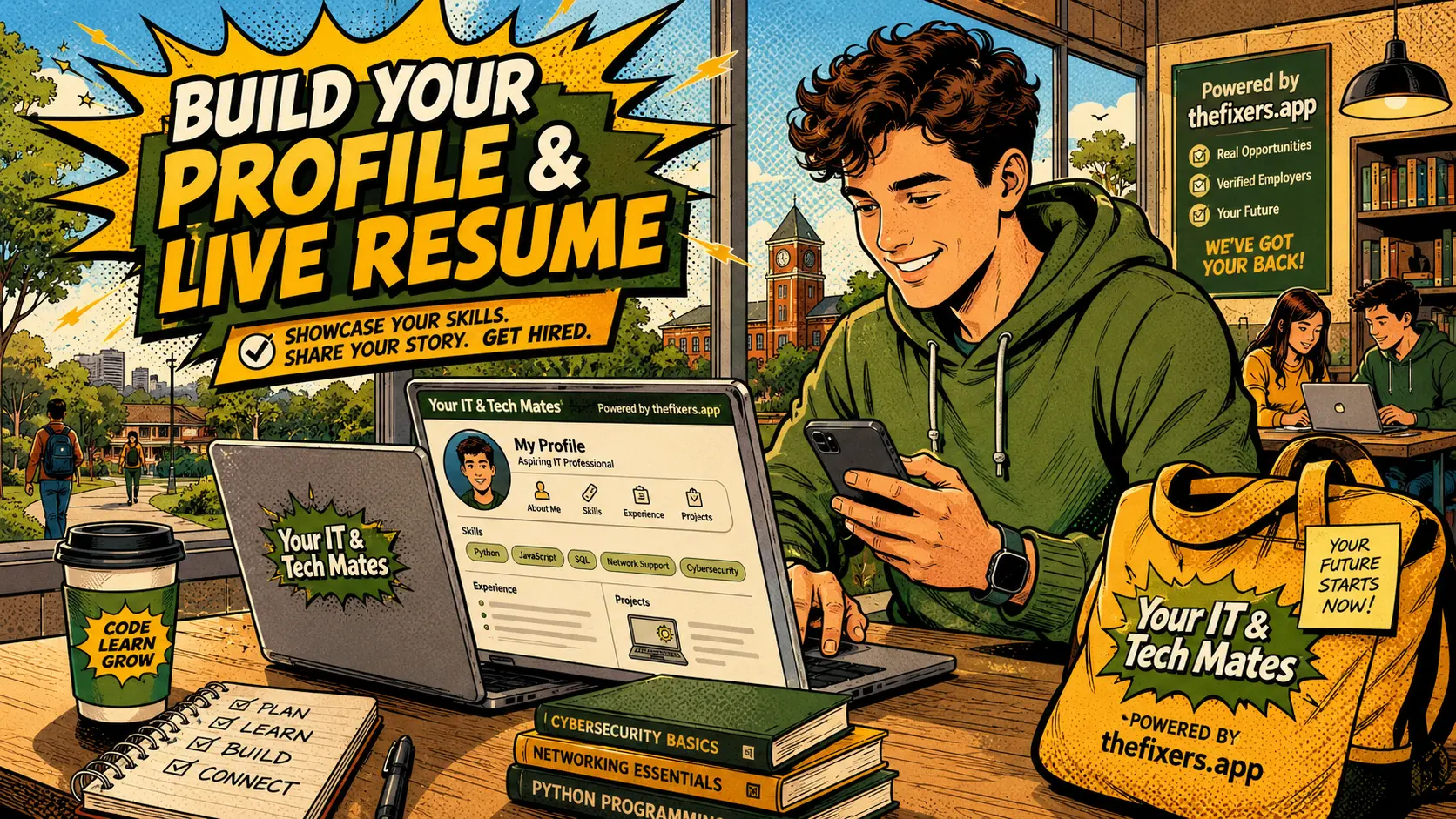Student profile live resume and tech skills in TheFixers app