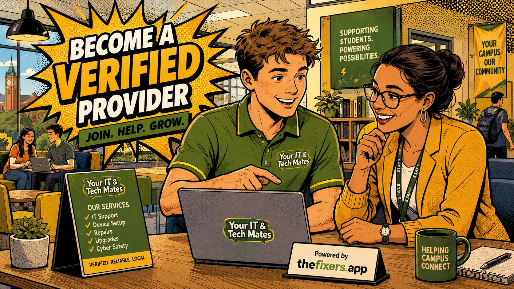 Student verified provider pathway for campus tech services after review