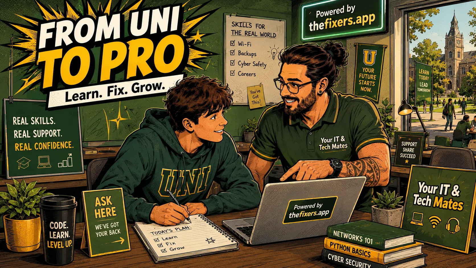 University students moving from campus helper to provider through tech support learning