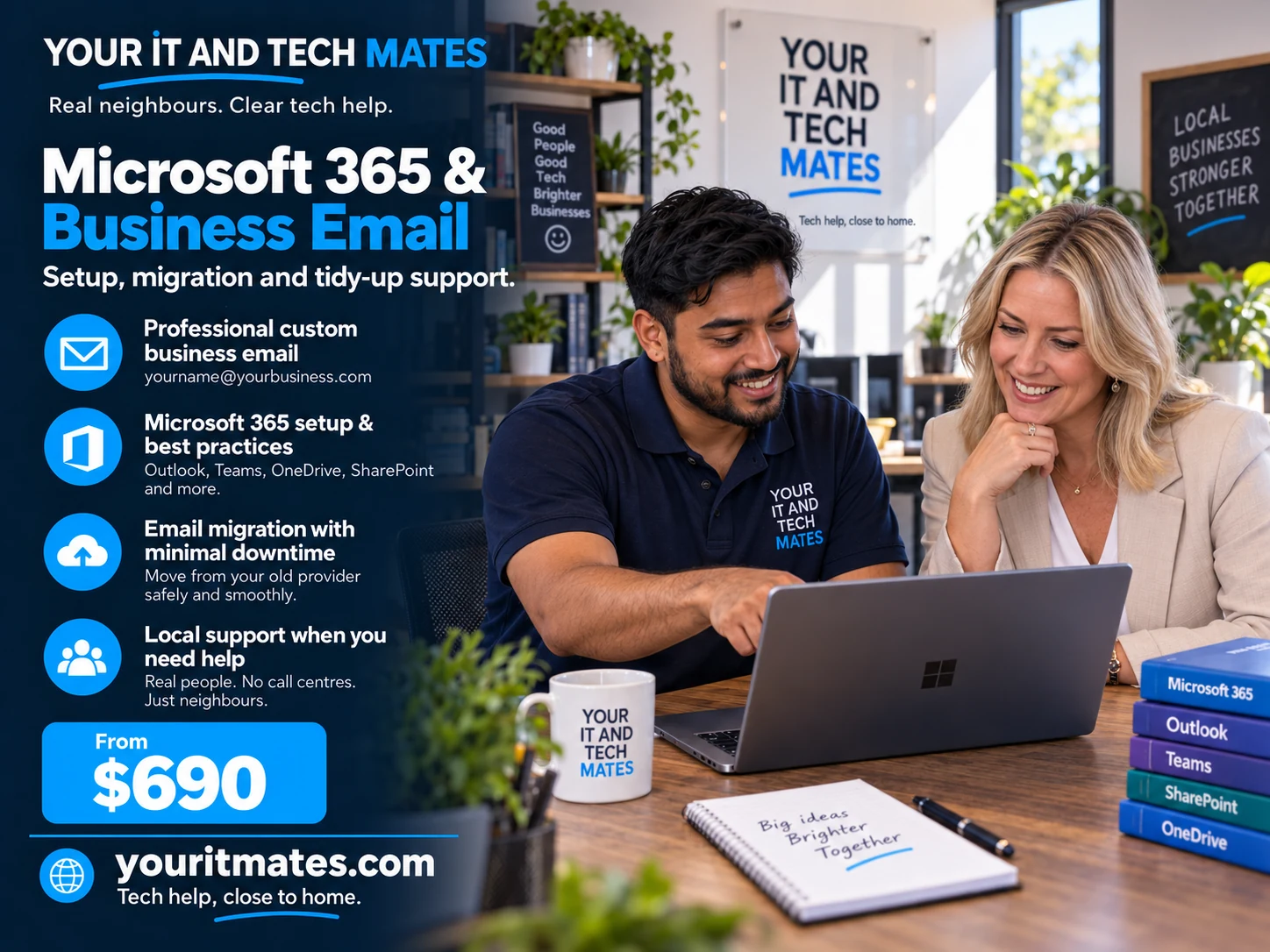Microsoft 365 and professional business email setup for a local Melbourne small business