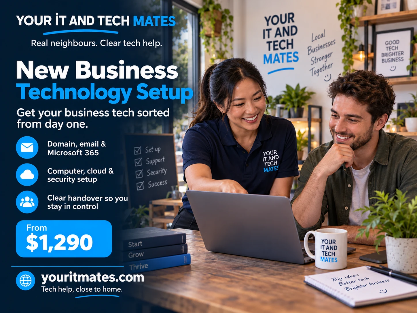 New Business Technology Setup from Your IT and Tech Mates for a sole trader or small business owner in Melbourne