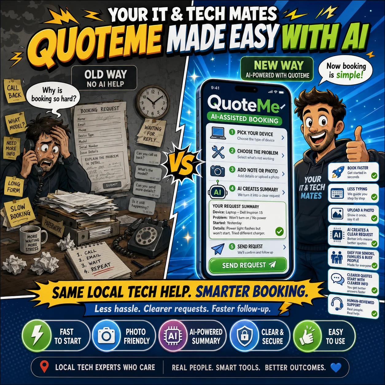 QuoteMe tap-first request saving customer and technician time