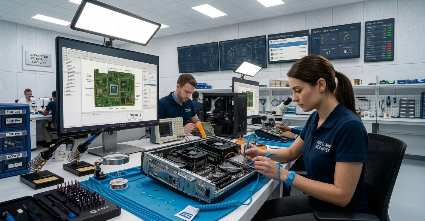Advanced PC repair facility and motherboard diagnostics for computer and data recovery assessment by Your IT and Tech Mates