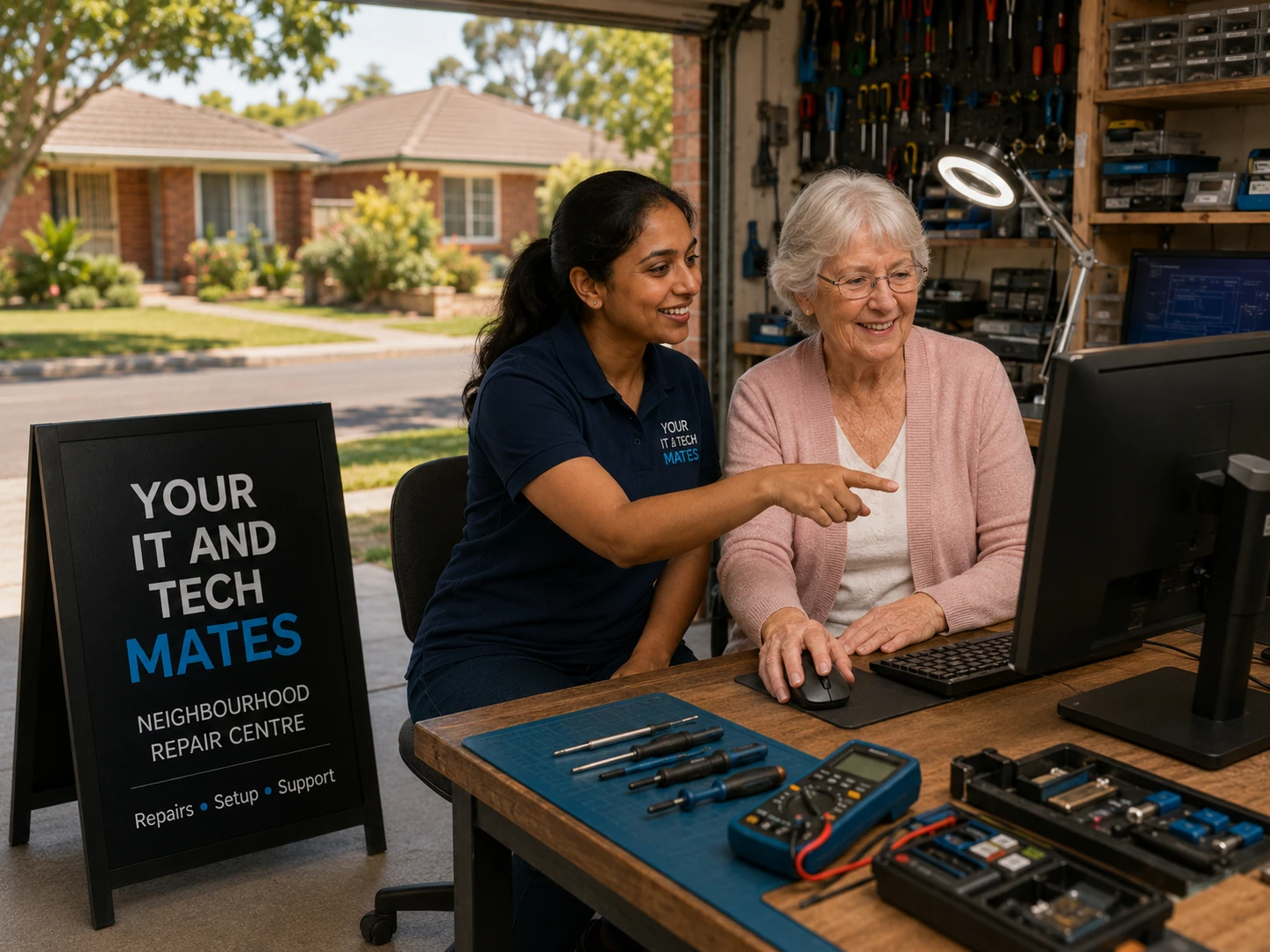 Patient local computer help for a senior customer