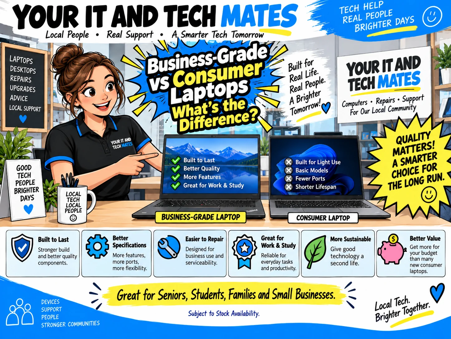 Business-grade versus consumer laptop comparison by Your IT and Tech Mates