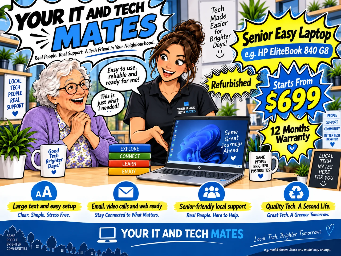 Senior Easy Laptop refurbished laptop package
