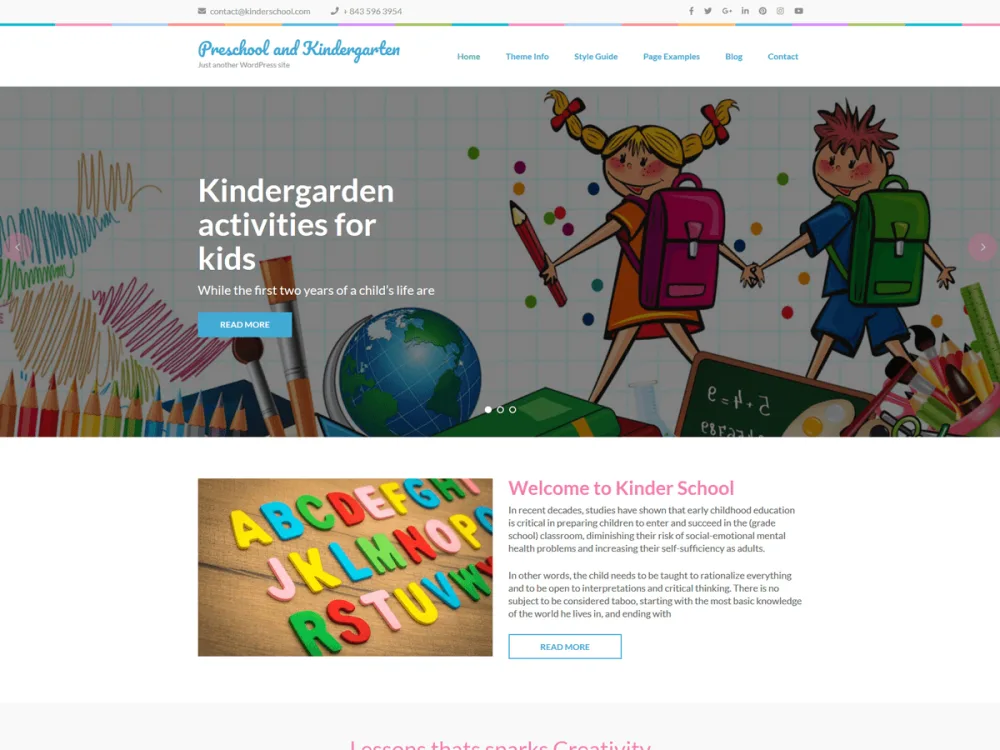 Preschool and Kindergarten WordPress theme screenshot