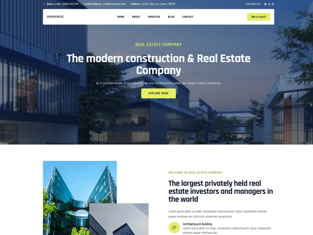 Real Estate Company WordPress theme screenshot