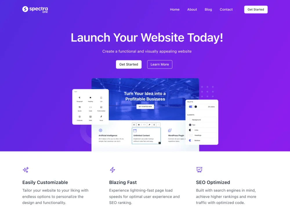Spectra One WordPress theme screenshot