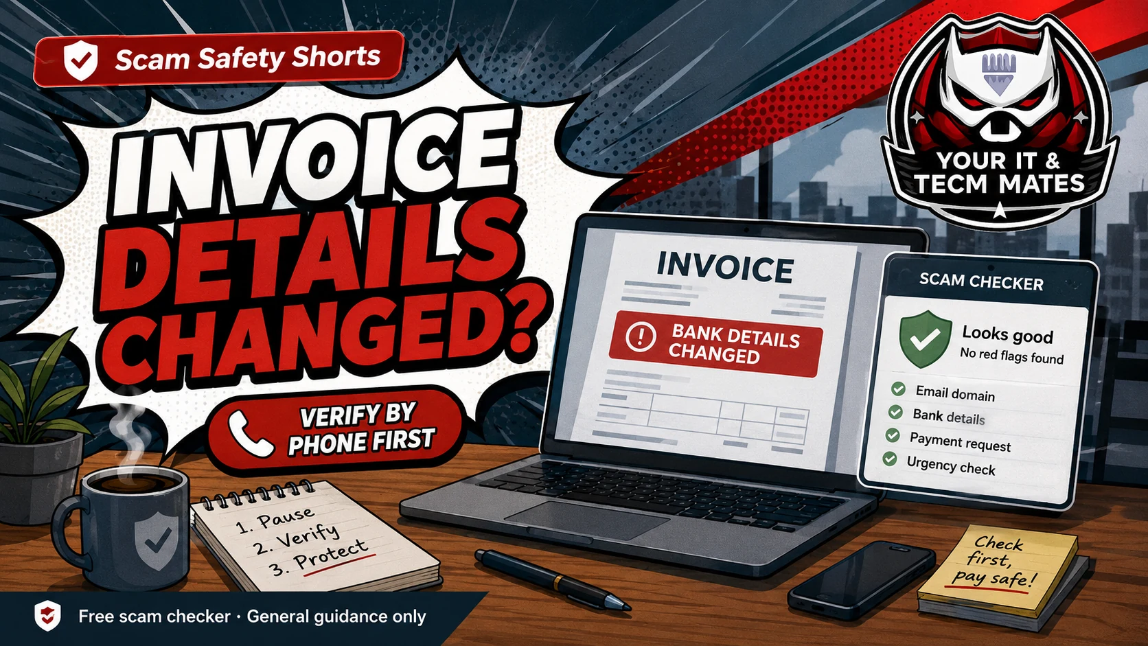 Invoice bank details changed scam warning for small business payments and supplier verification