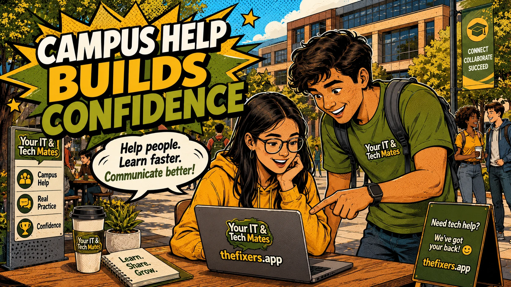 Your IT and Tech Mates Campus Help student hub for confidence communication and thefixers.app support