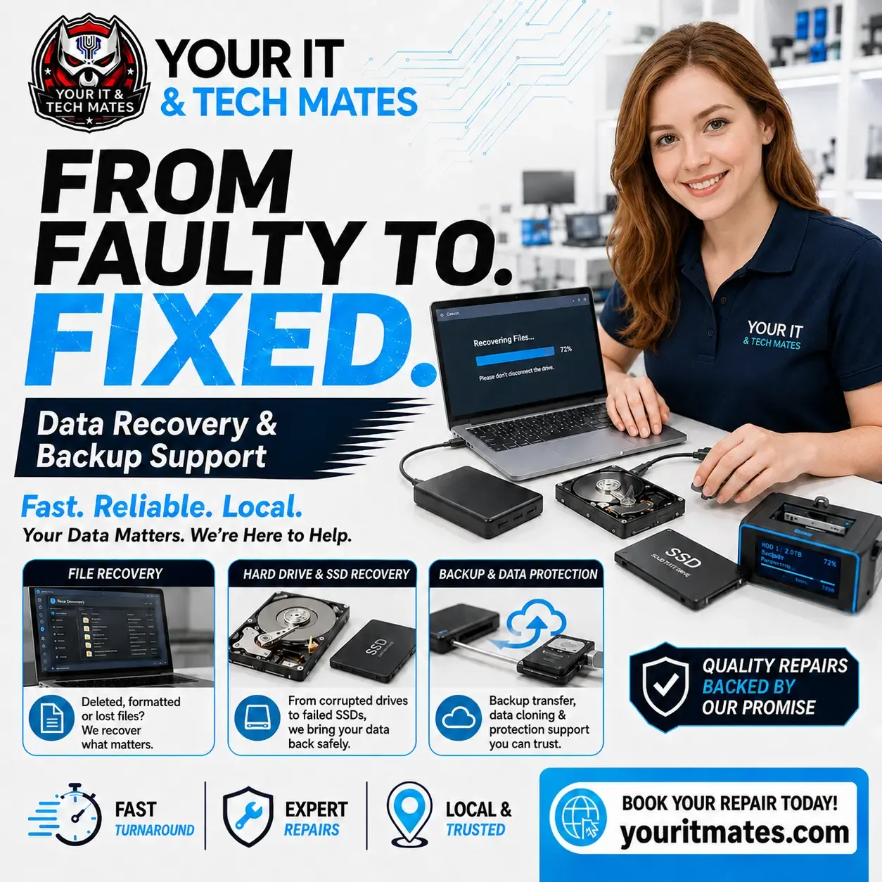 Data recovery and backup support for computers, laptops and storage devices in Melbourne