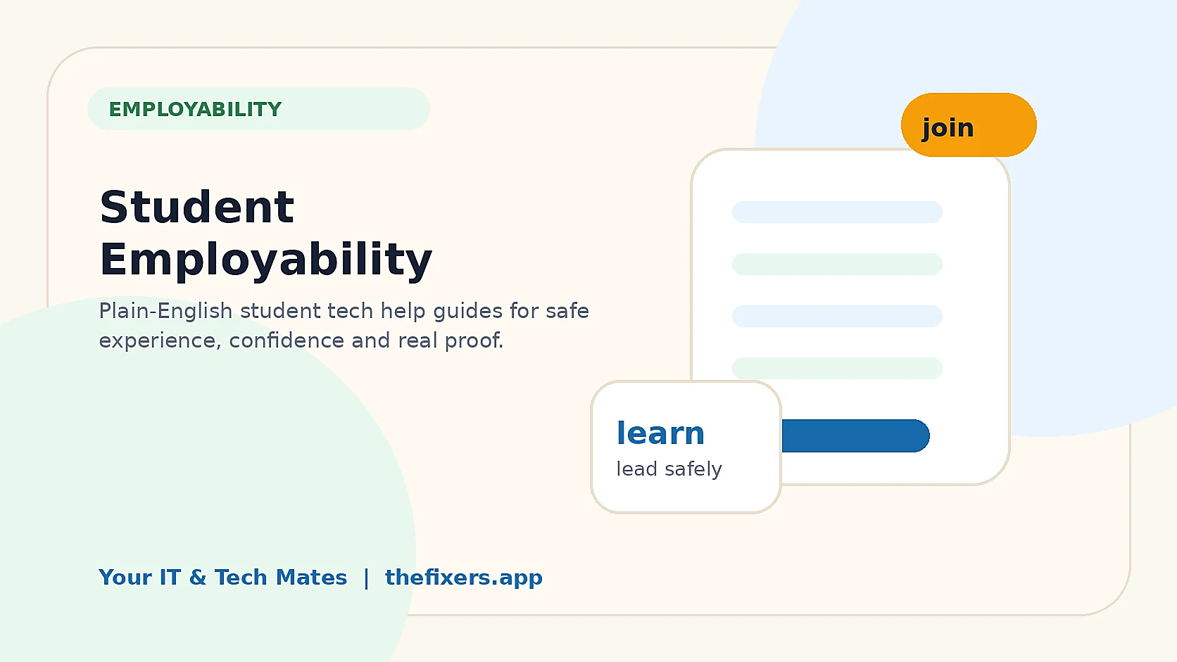 Your IT and Tech Mates Employability student hub hero image for thefixers.app student pathway