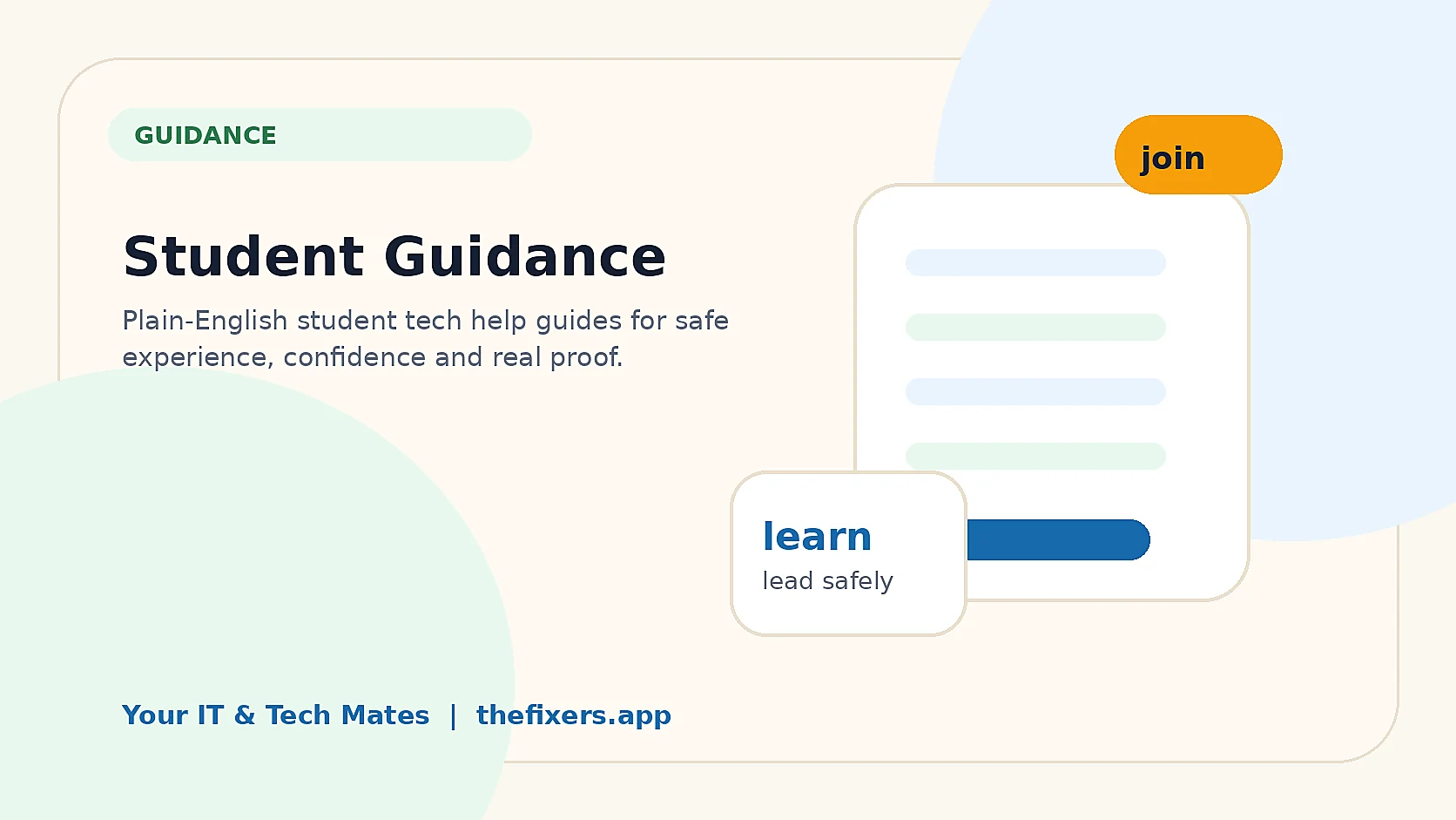 Your IT and Tech Mates Guidance student hub hero image for thefixers.app student pathway