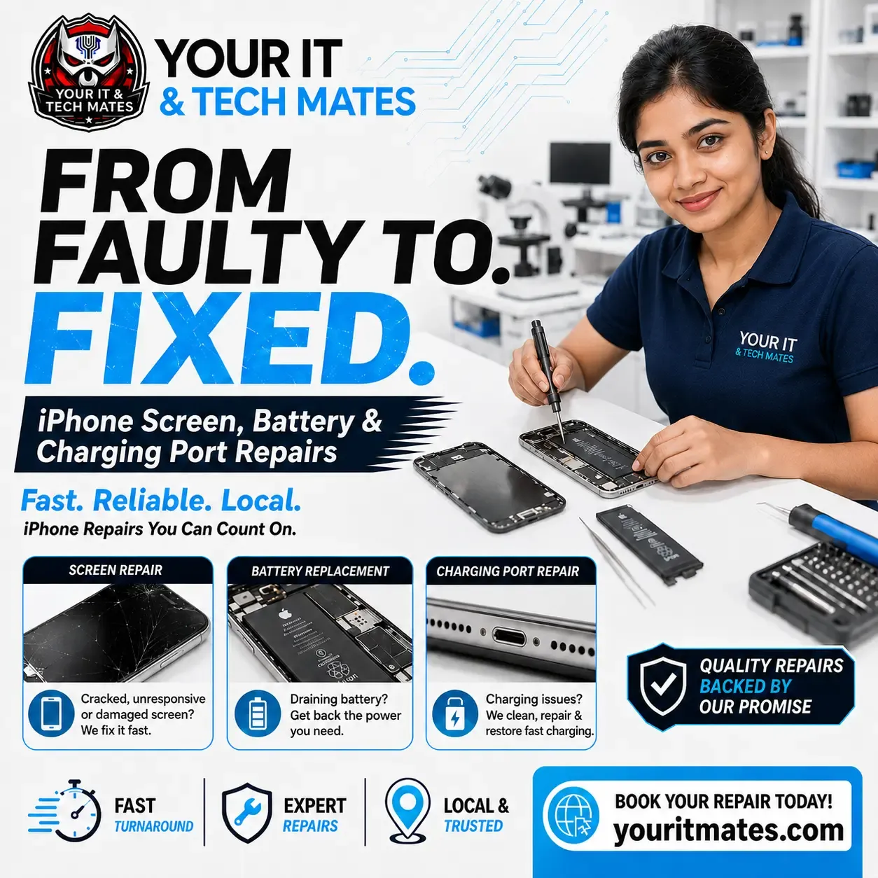 iPhone screen, battery and charging port repairs in Melbourne by Your IT & Tech Mates