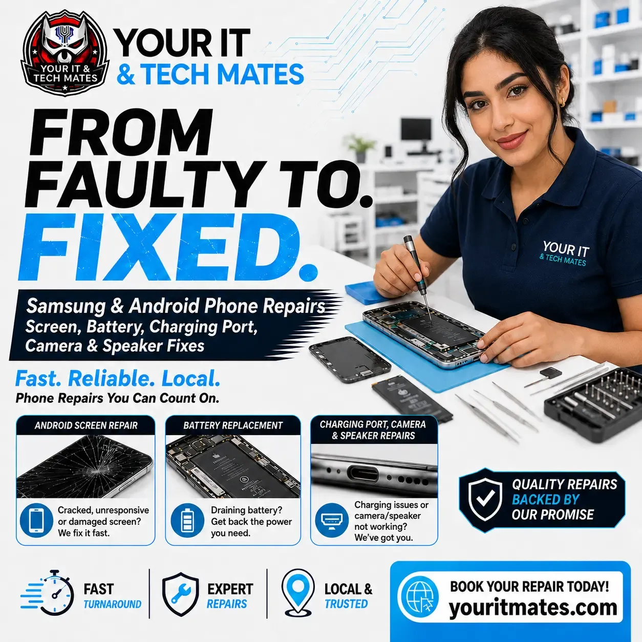 Samsung and Android phone screen and battery repairs in Melbourne by Your IT & Tech Mates
