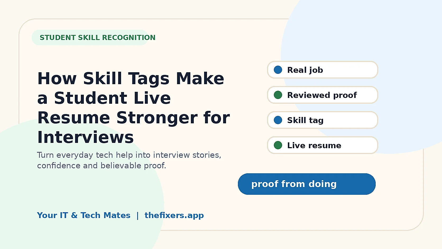 How Skill Tags Make a Student Live Resume Stronger for Interviews student skill recognition image