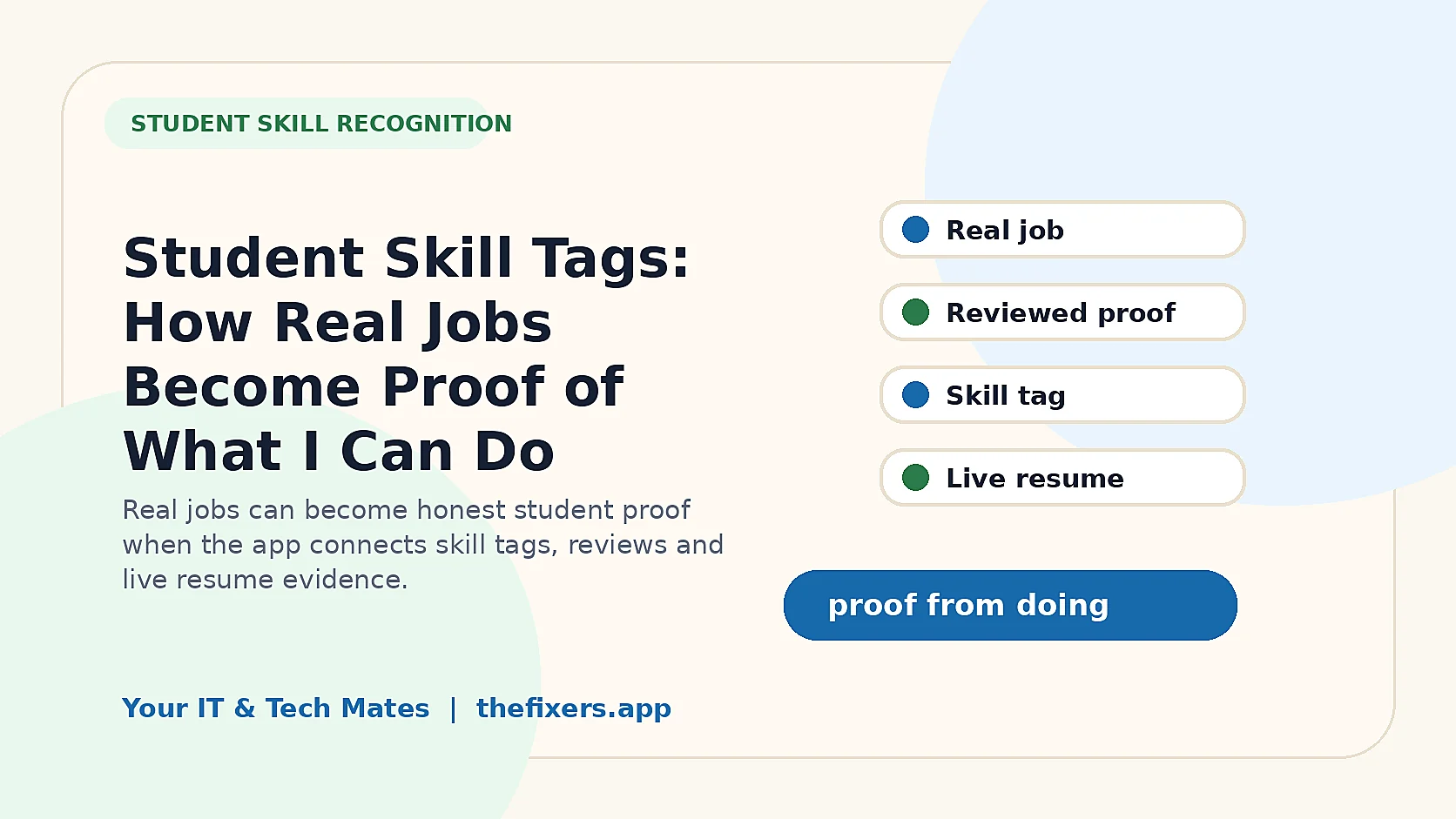 Student Skill Tags: How Real Jobs Become Proof of What I Can Do student skill recognition image
