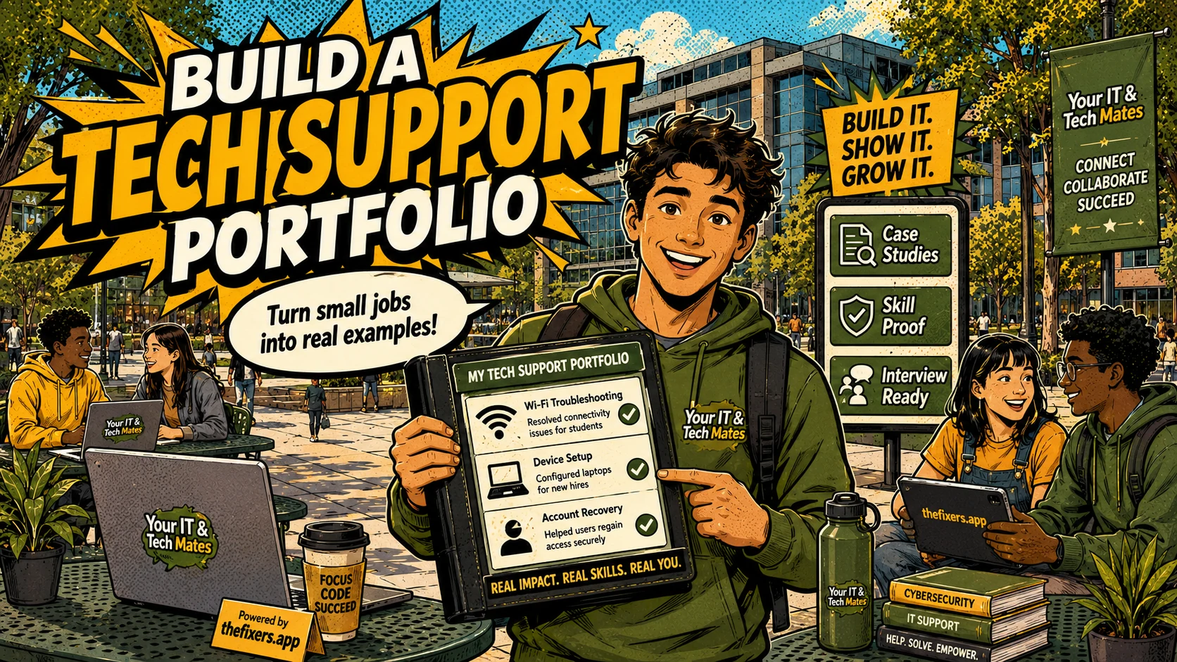Your IT and Tech Mates student tech support portfolio with real examples skill proof and thefixers.app