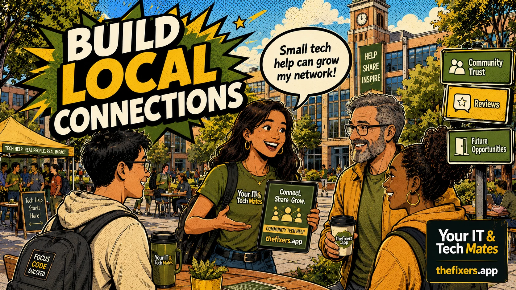 Your IT and Tech Mates students build local connections through tech help and thefixers.app community trust