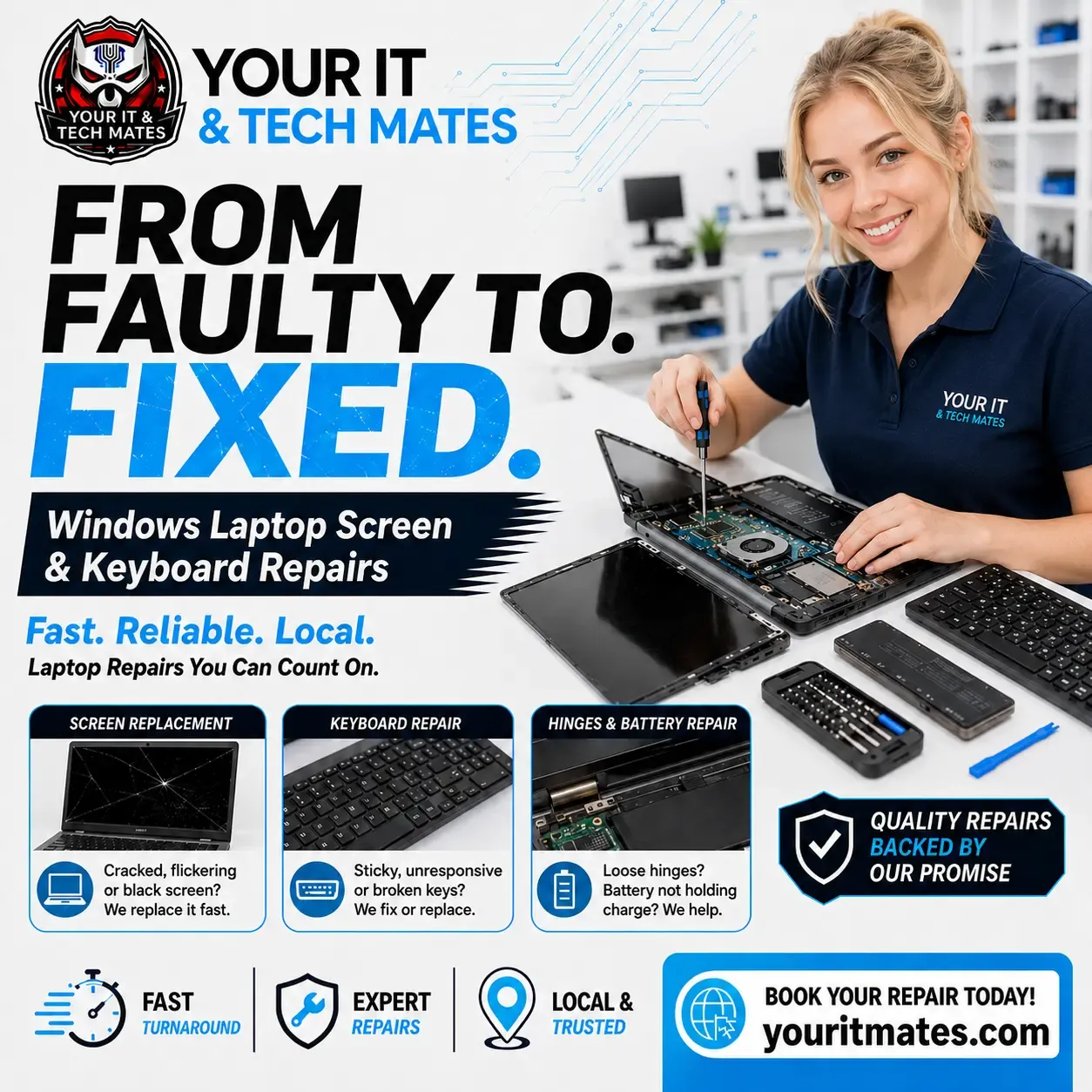 Windows laptop screen and keyboard repairs in Melbourne by Your IT & Tech Mates